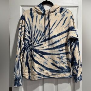 Dance & Marvel Navy and Cream Tie-Dye Zip-Up Sweater